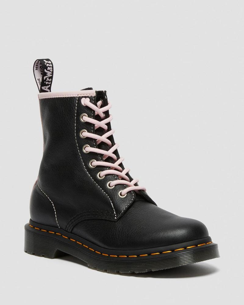 Women\'s Dr Martens 1460 Contrast Leather Lace Up Boots Black / Pink | AU 153HAP